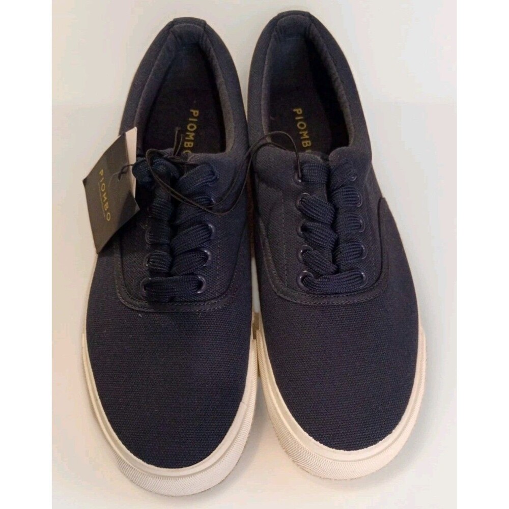 Piombo Men's Canvas Sneakers Navy Blue Lace-Up Shoes US8/EU41 New